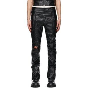 Adyar Leather Brace Trousers Size XL Mens Black NWT